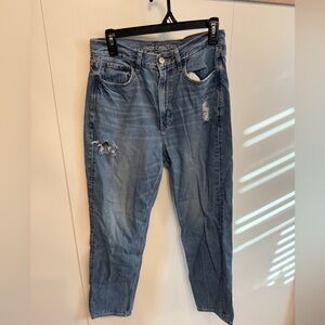 American Eagle Blue Distressed Mom Jeans Women’s Size 6